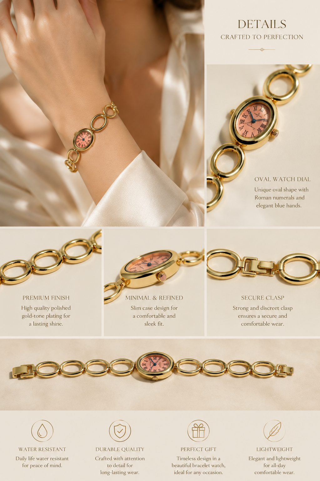 Vintage Oval Watch-Pink