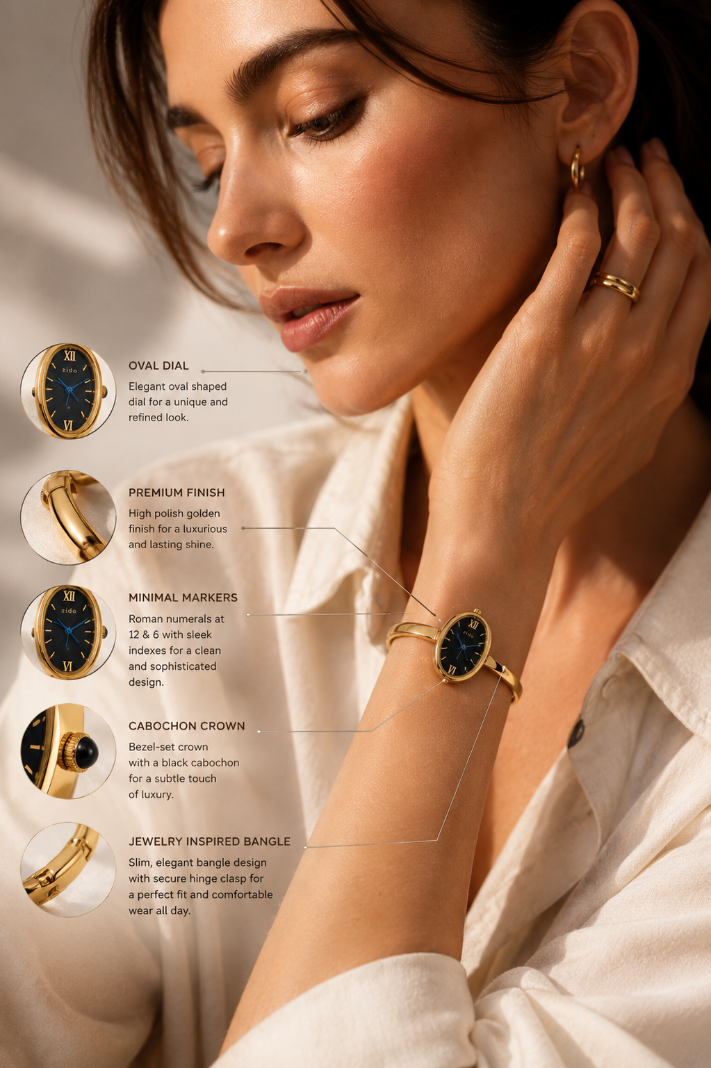 LUNA D’OR Oval Watch-BLACK