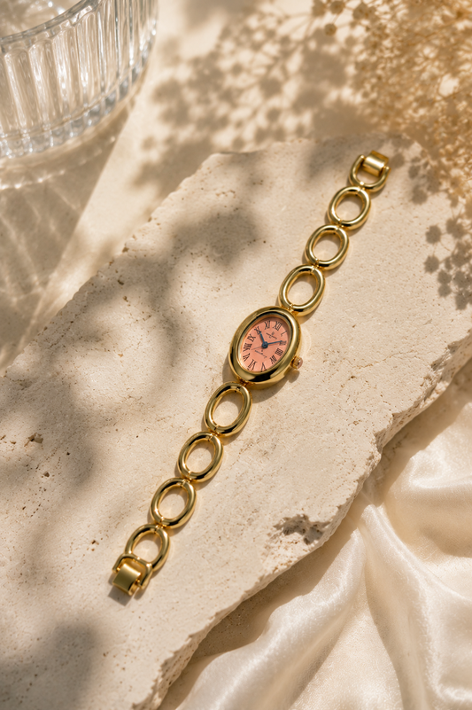 Vintage Oval Watch-Pink