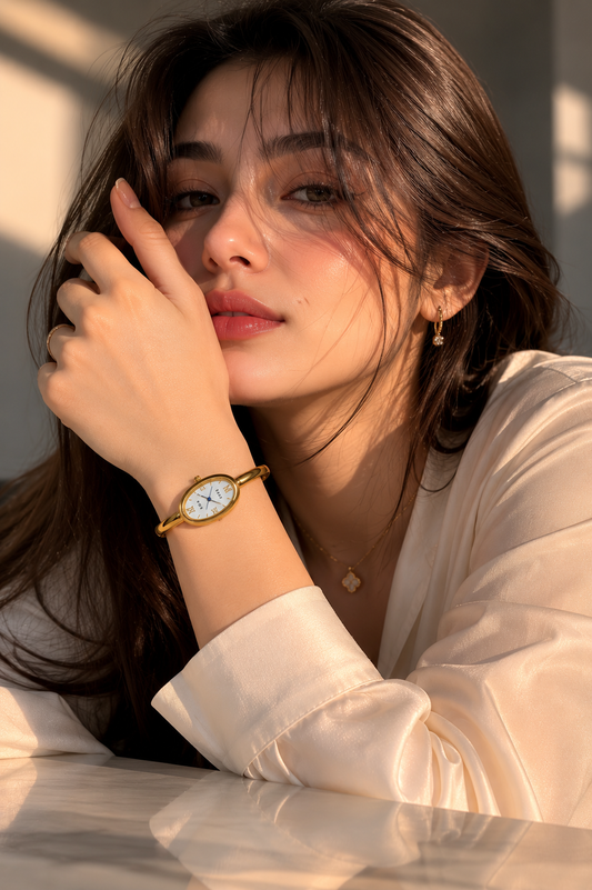 LUNA D’OR Oval Watch -WHITE